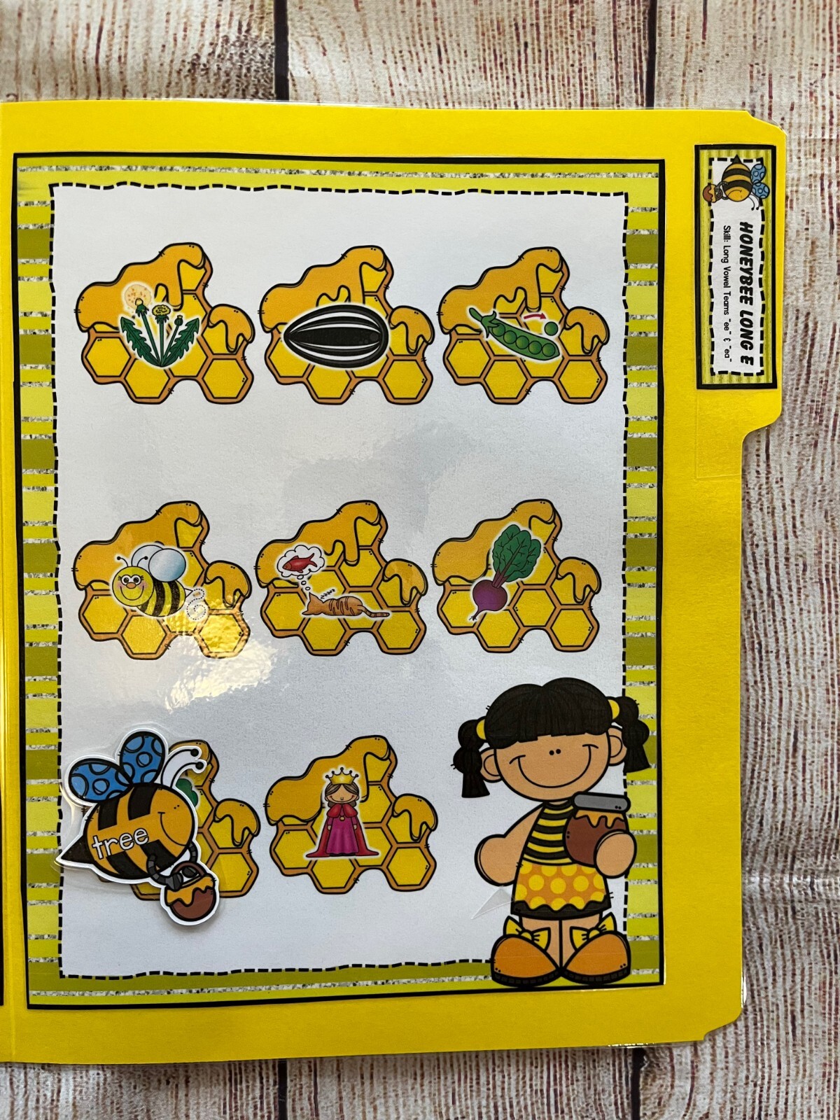 Honeybee Long E Vowel Teams Phonics Task File Folder Game Phonics First Grade