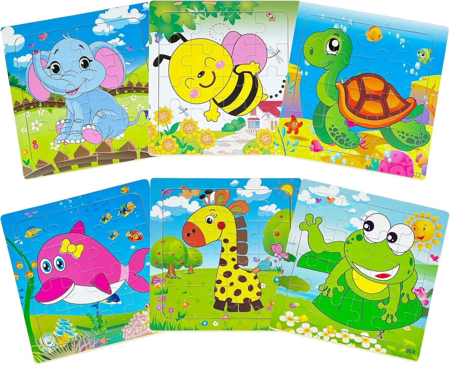 Wooden Jigsaw Puzzles Set for Kids 2-5 Years 12 Piece Colorful Wooden Educati…