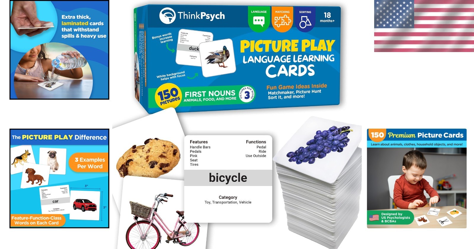 Durable First Nouns Flash Cards – 150 Non-Toxic Cards for Early Learning Fun