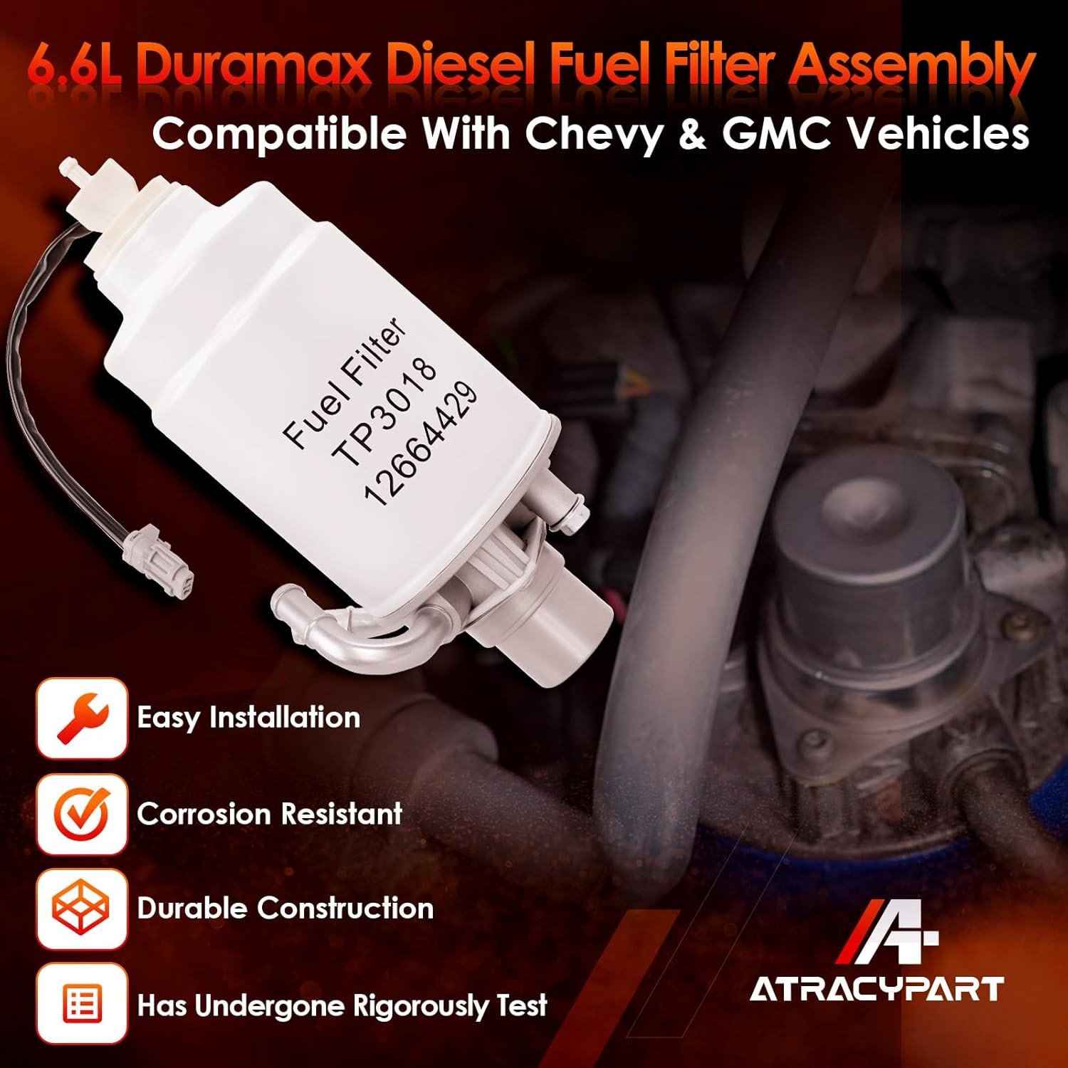 6.6L Duramax Diesel Fuel Filter Housing Compatible with 2011-2016 Chevy