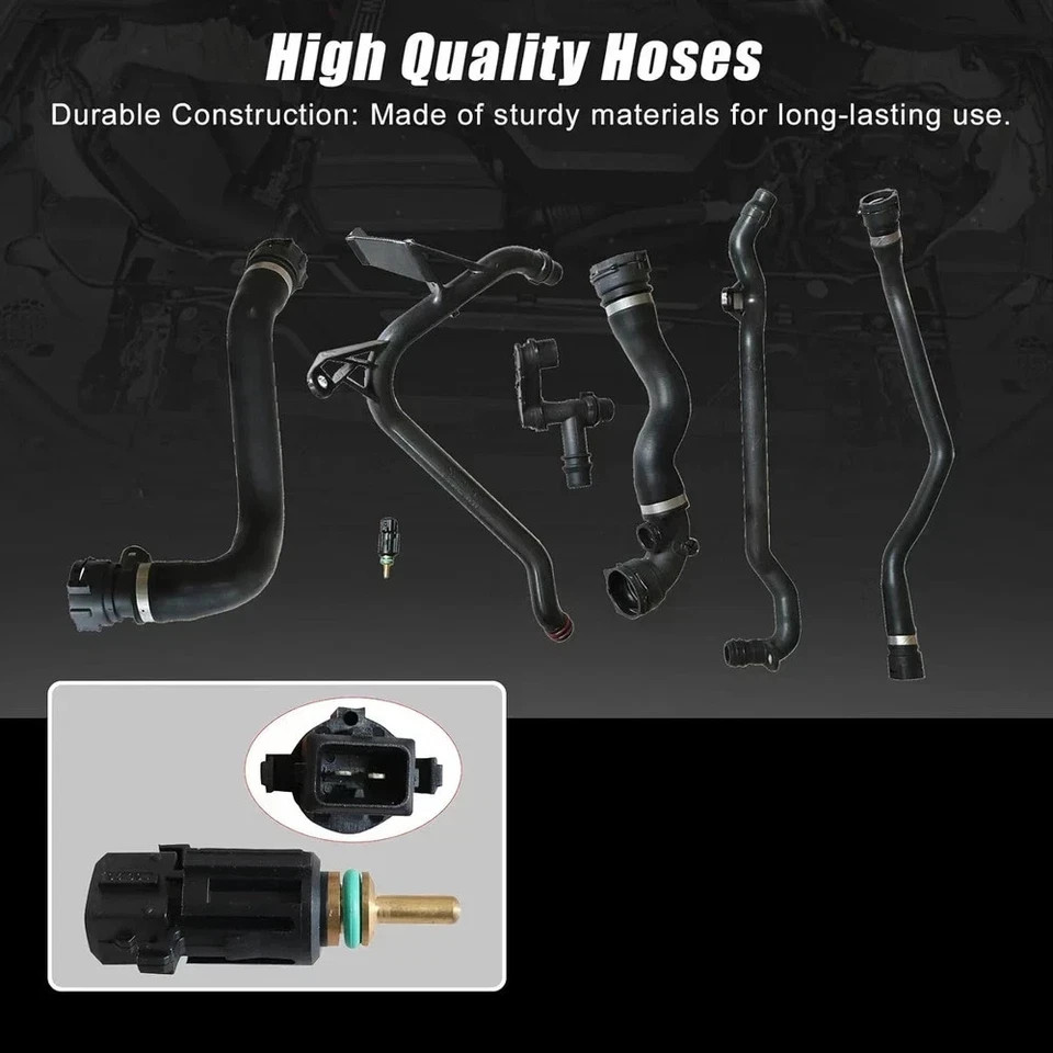 7Pcs Set Expansion Tank Coolant Radiator Hose Kit Compatible with BMW*