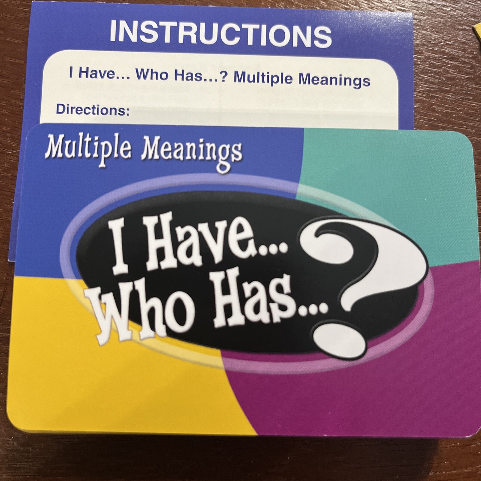 Teacher Created Resources I Have Who Has Language Arts Game Grade 3-4 Complete