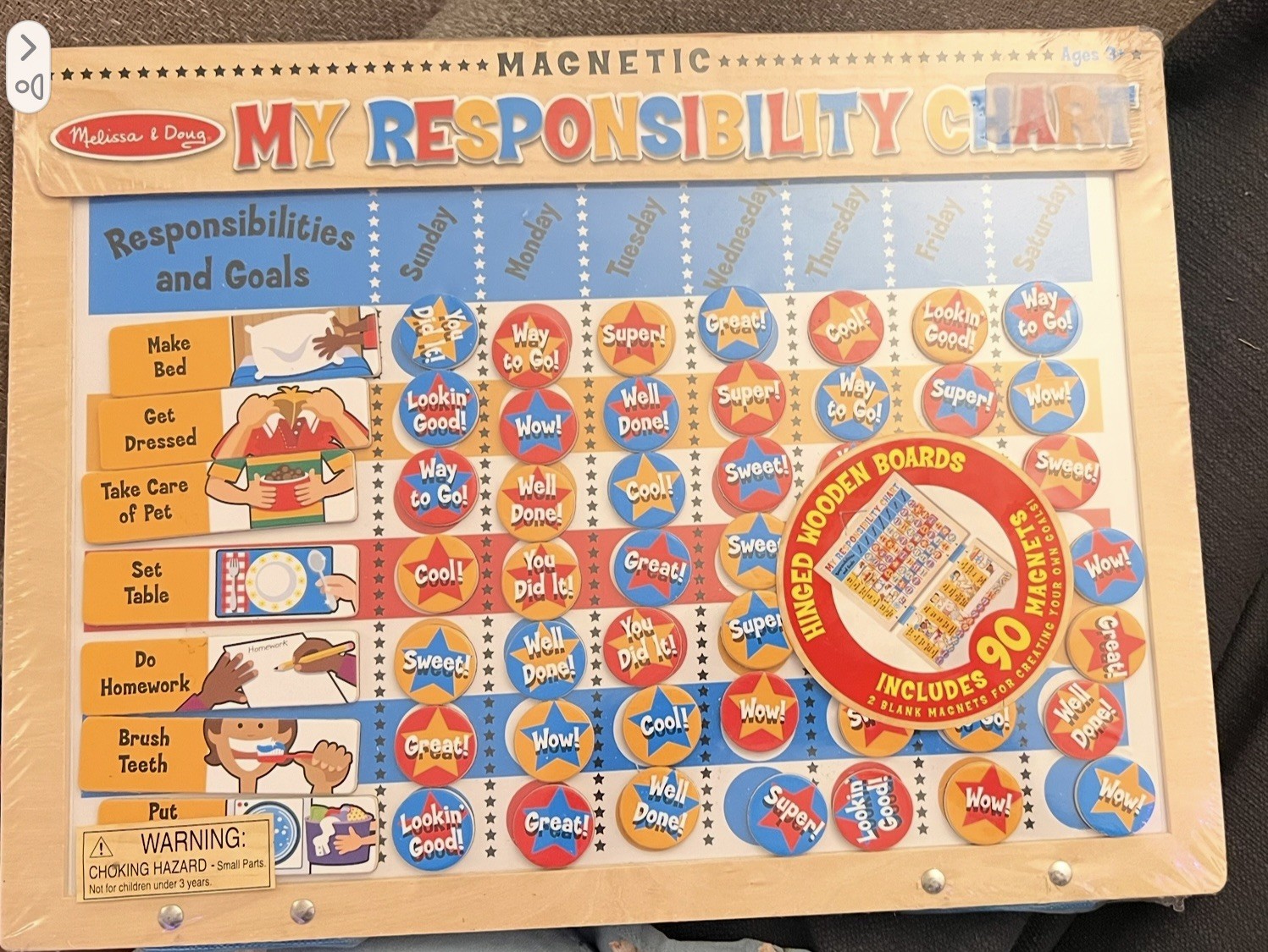 My Responsibility Chart Wooden Magnetic T.S. Shure Classic 12×16 New Sealed