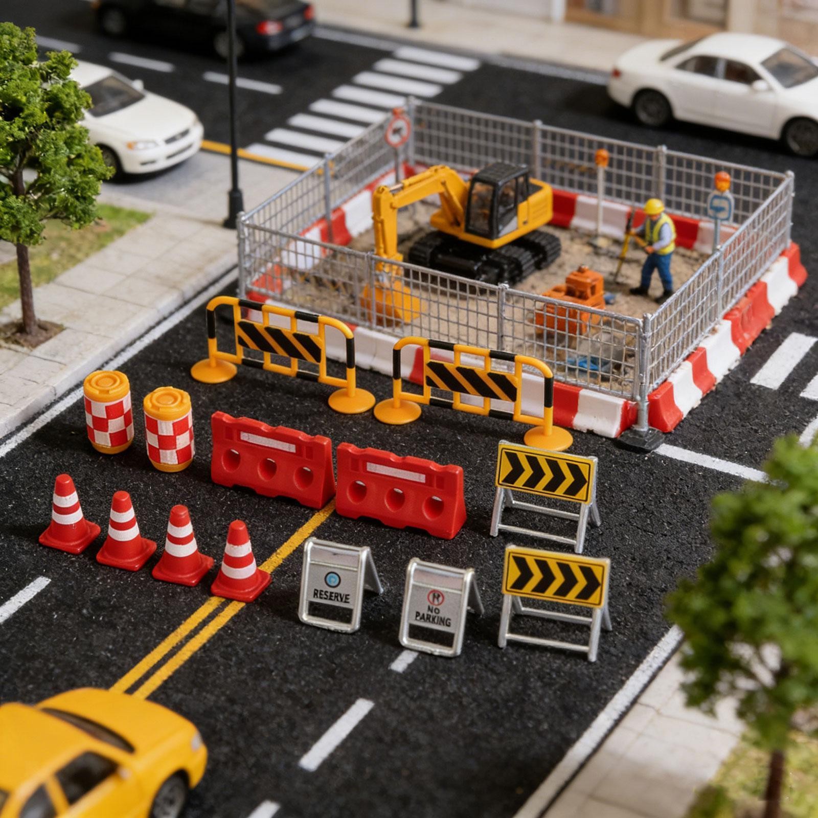 14Pcs Miniature Traffic Road Signs Models Holiday Safety Educational Playset