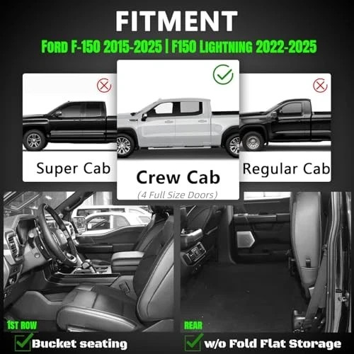 TPE All-Weather Floor Mats for 2015-2025 Ford F-150 | F-150 Lightning SuperCrew