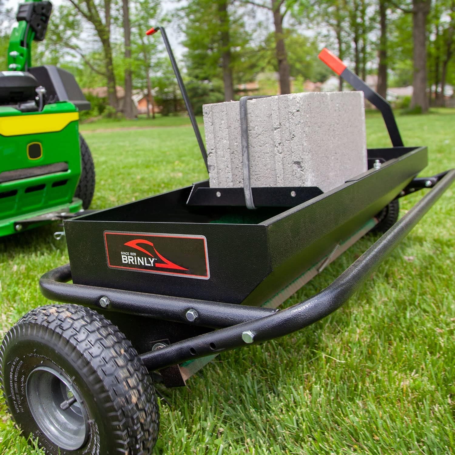 Tow Behind Spreader Aerator 40in Brinly Flat Black