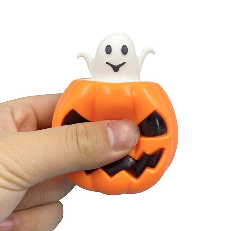 TPR Pumpkin Jumping Out Halloween Squeeze Pumpkin Toy for Autism
