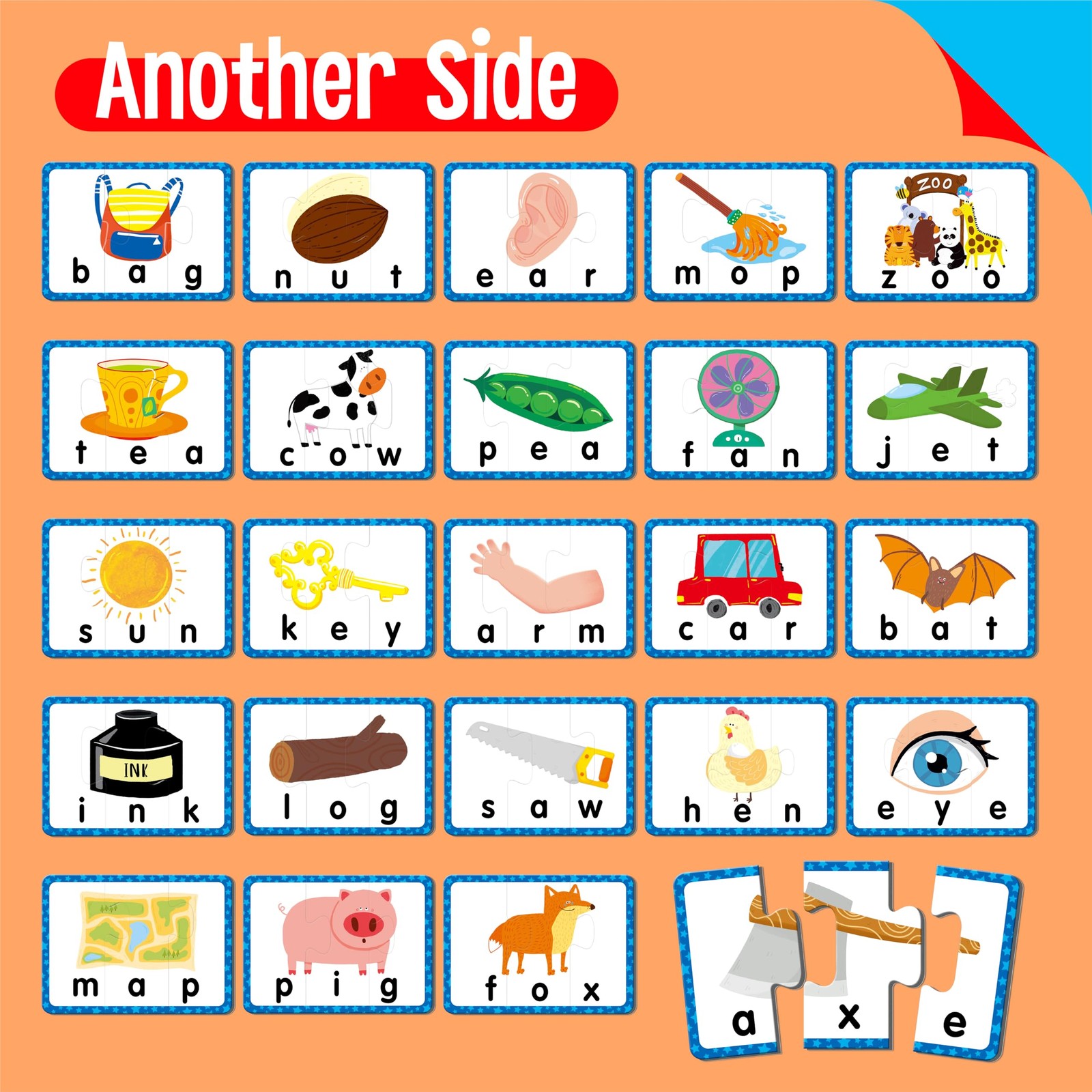 3-Letter Word Puzzle Cards Set – 72 PCS Self-Correcting Spelling for Kids