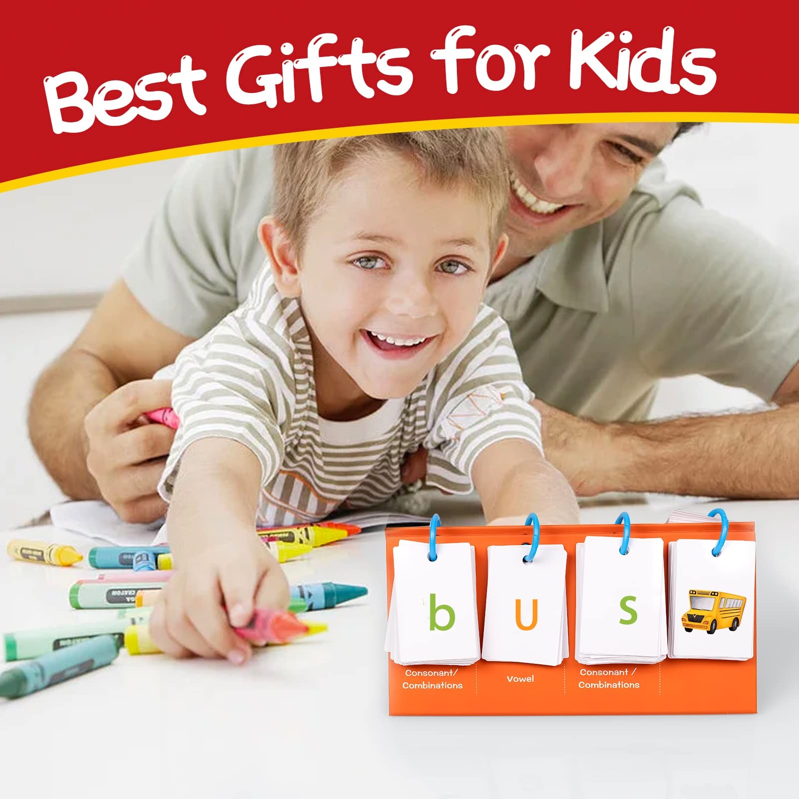 Alened Phonics Flash Cards for Kids 3-8, Sight Words 4″×8.2″, Orange