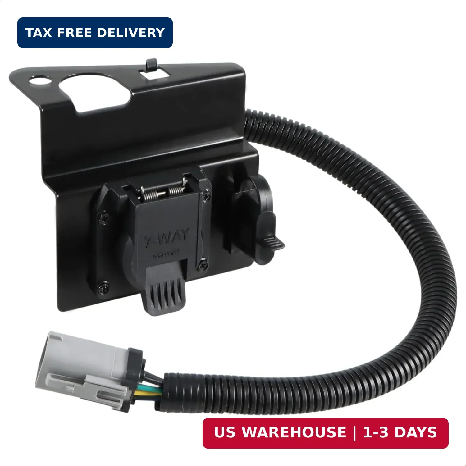 FUSCH 4 & 7 Pin Trailer Tow Wiring Harness Plug 4-Flat 7-Way Plug Adapter with M
