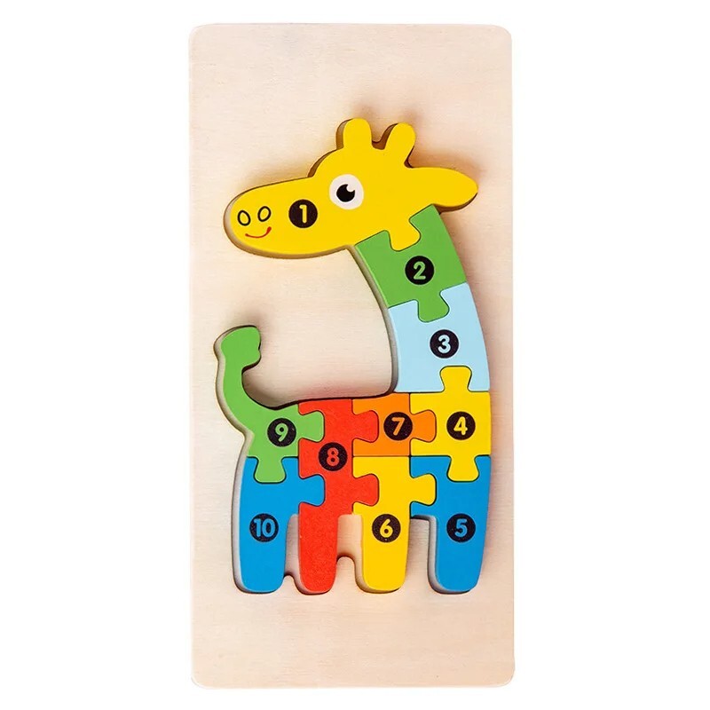 3D Puzzle Wooden Dinosaur, Car, Bus, Gator, Giraffe Animal Jigsaw Puzzle 012