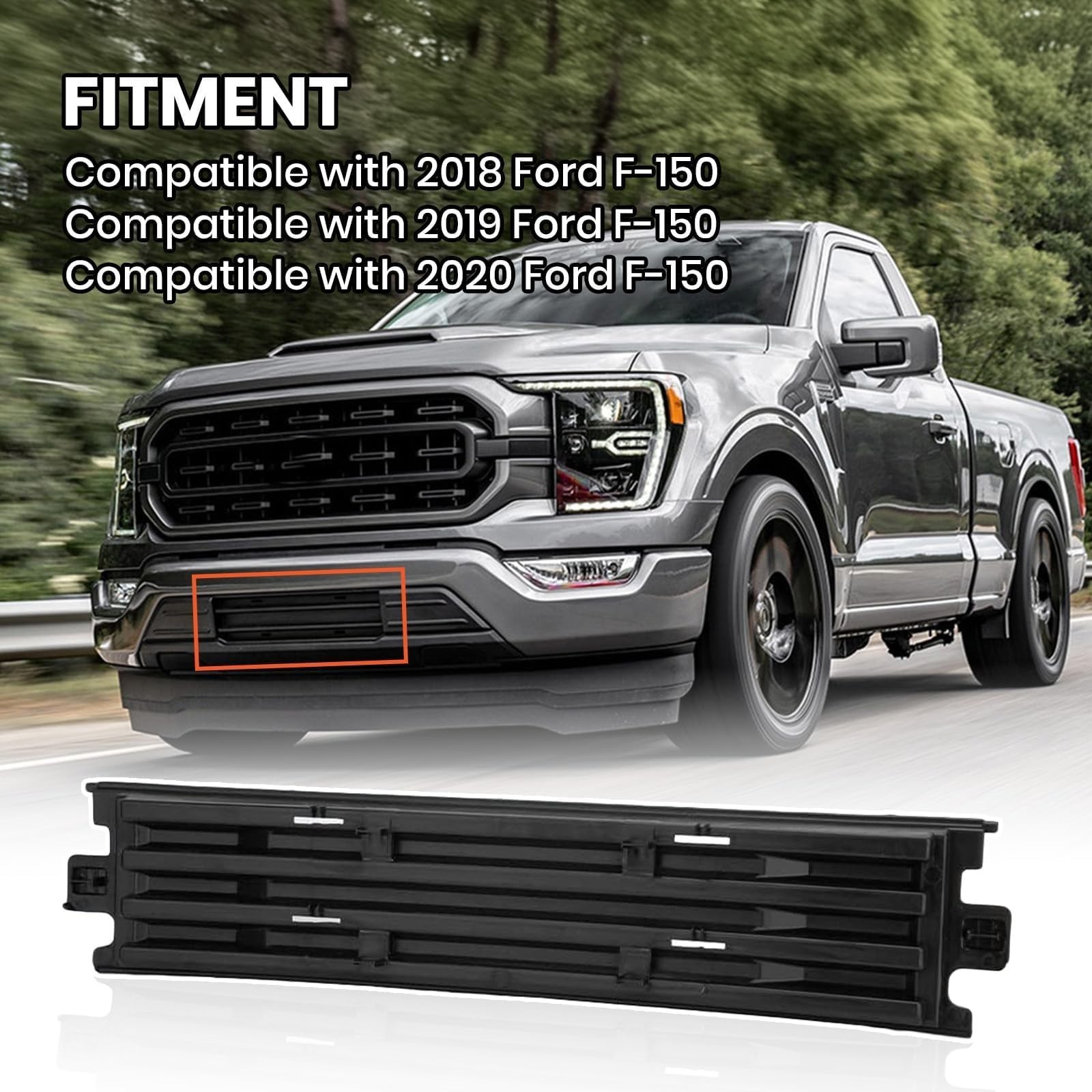 Front Bumper Trim Compatible with Ford F150 2018 2019 2020 xlt Middle Front B…