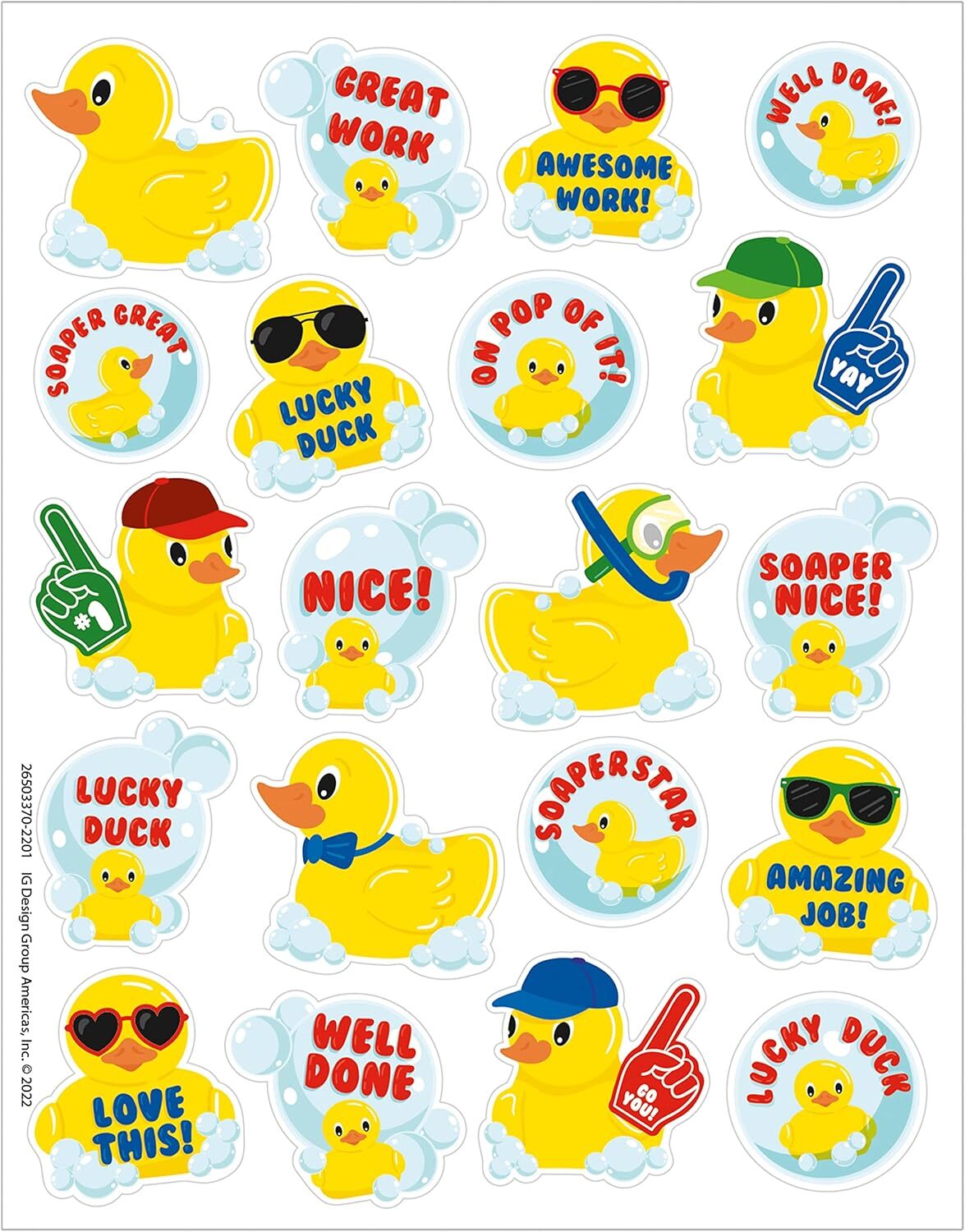 Eureka Rubber Duckies Bubblebath Scented Stickers, Pack of 80