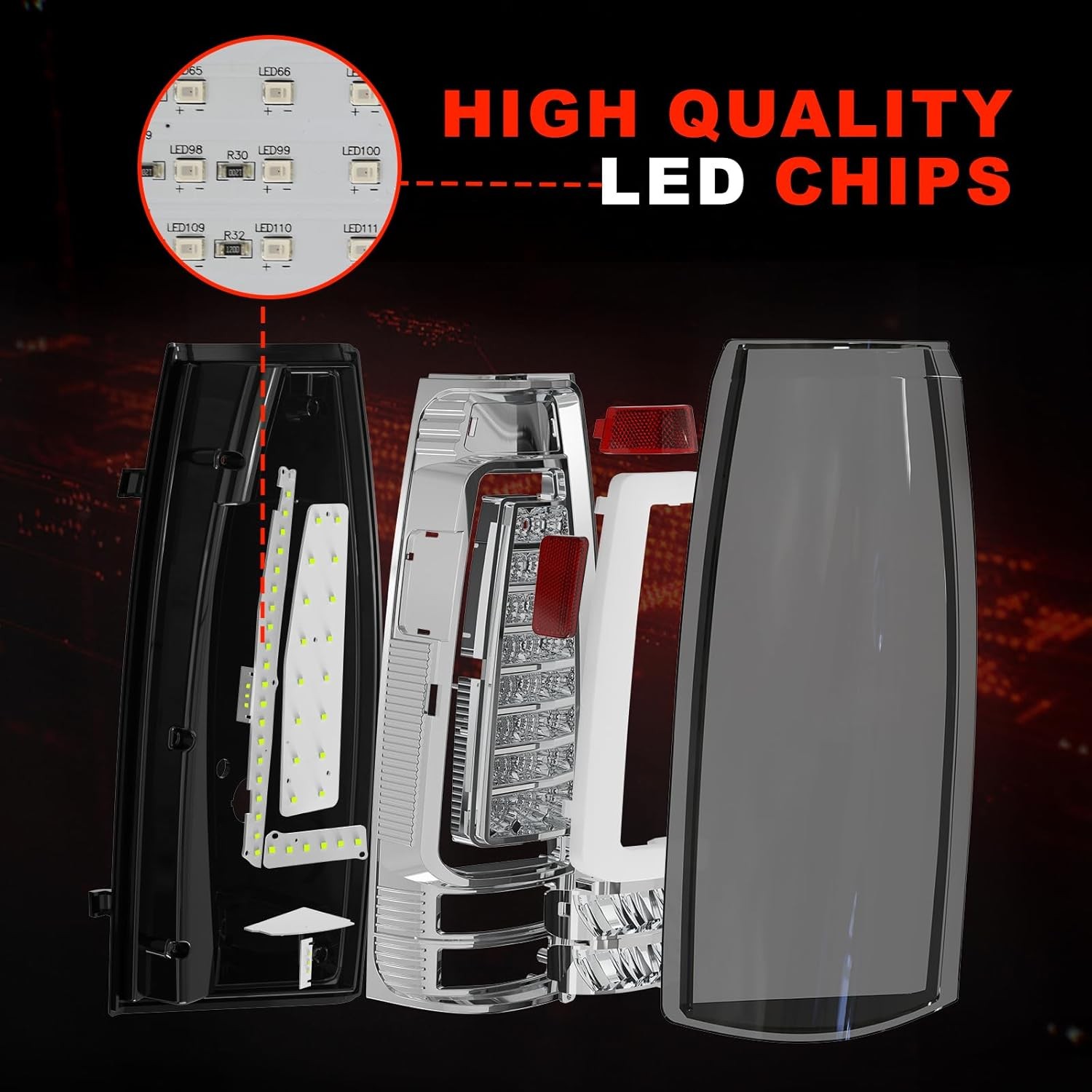 LED Tail Lights Chevy GMC 88-99 Smoked Replacement