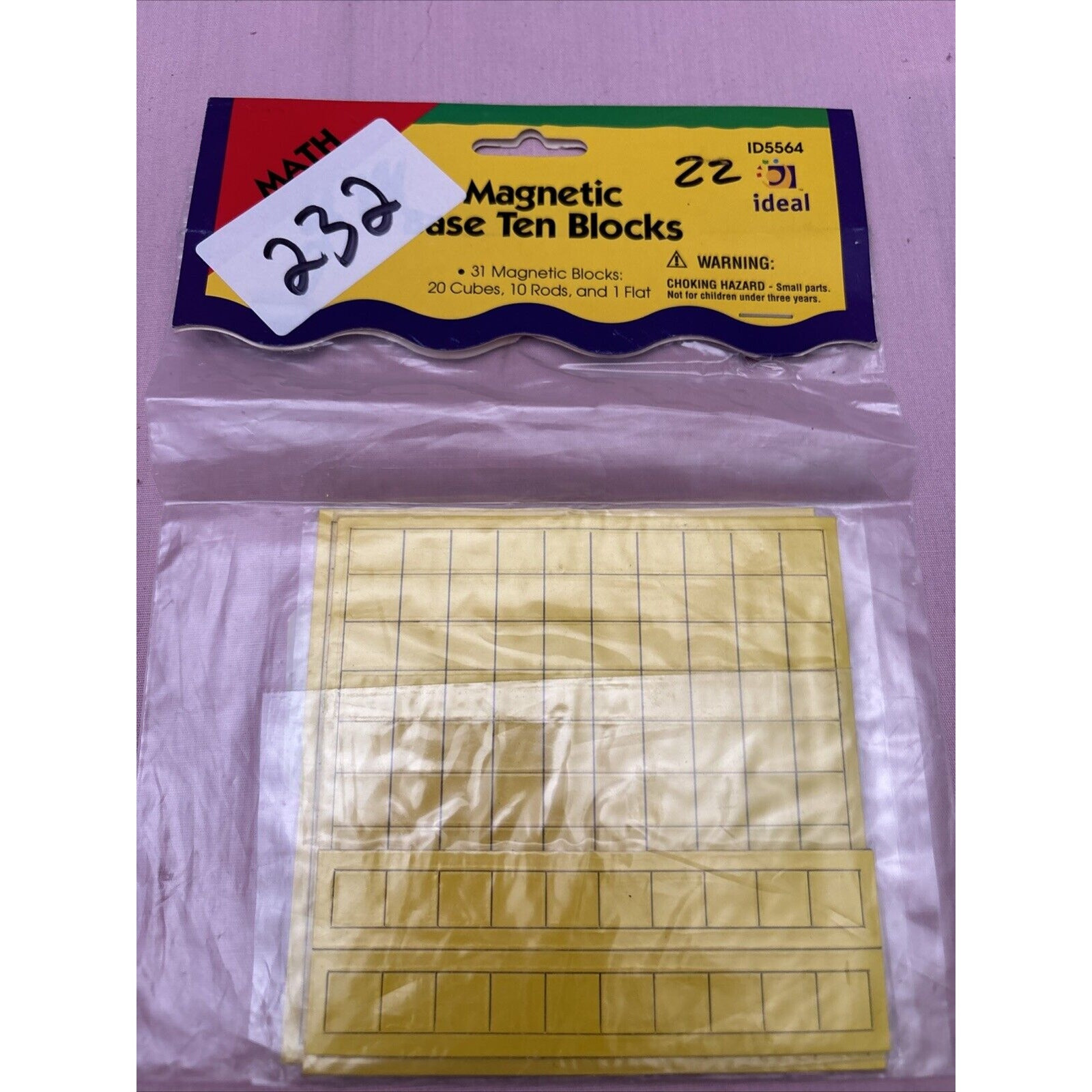 ideal Brand Magnetic Base Ten Blocks 31 Total 20 Cubes 10 Rods and 1 Flat – NIP