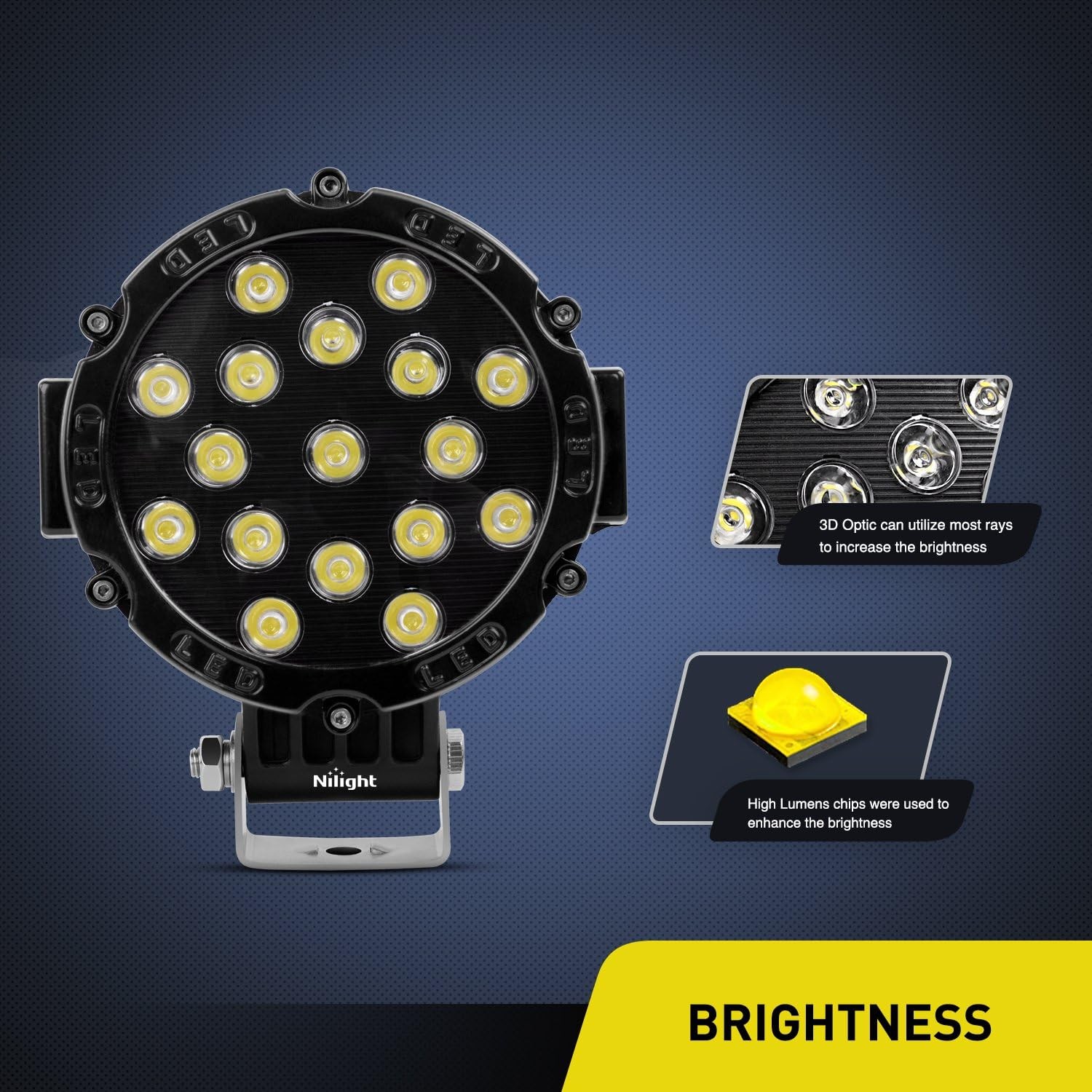 Nilight 7″ LED Light Bar 5100LM 2PCS