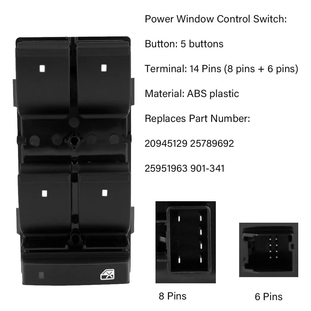 Power Window Door Lock Mirror Control Switch Fits for 2007-2013 Chevy Silverado