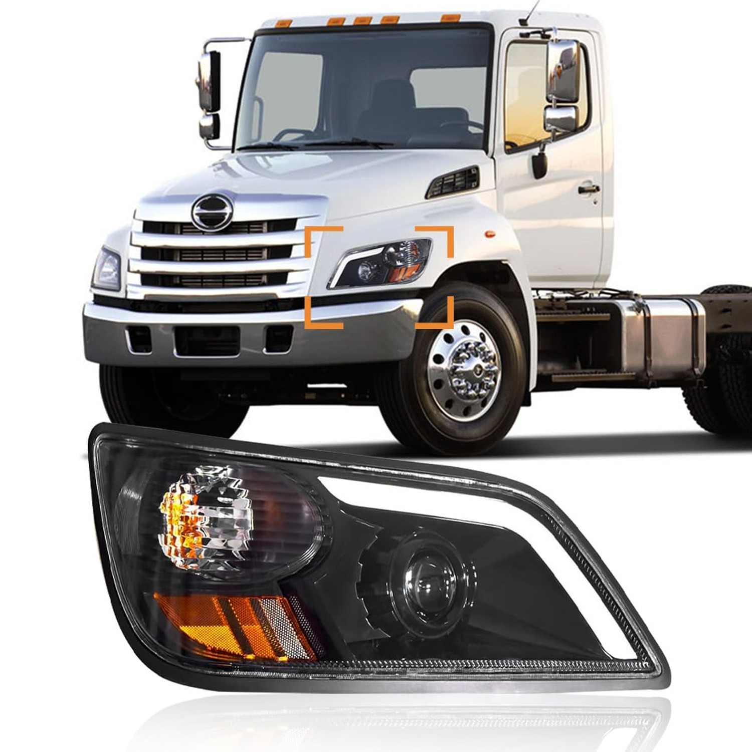 Headlight Assembly fit for 2011+ Hino 238 258 268 338 Truck Right Passenger S…