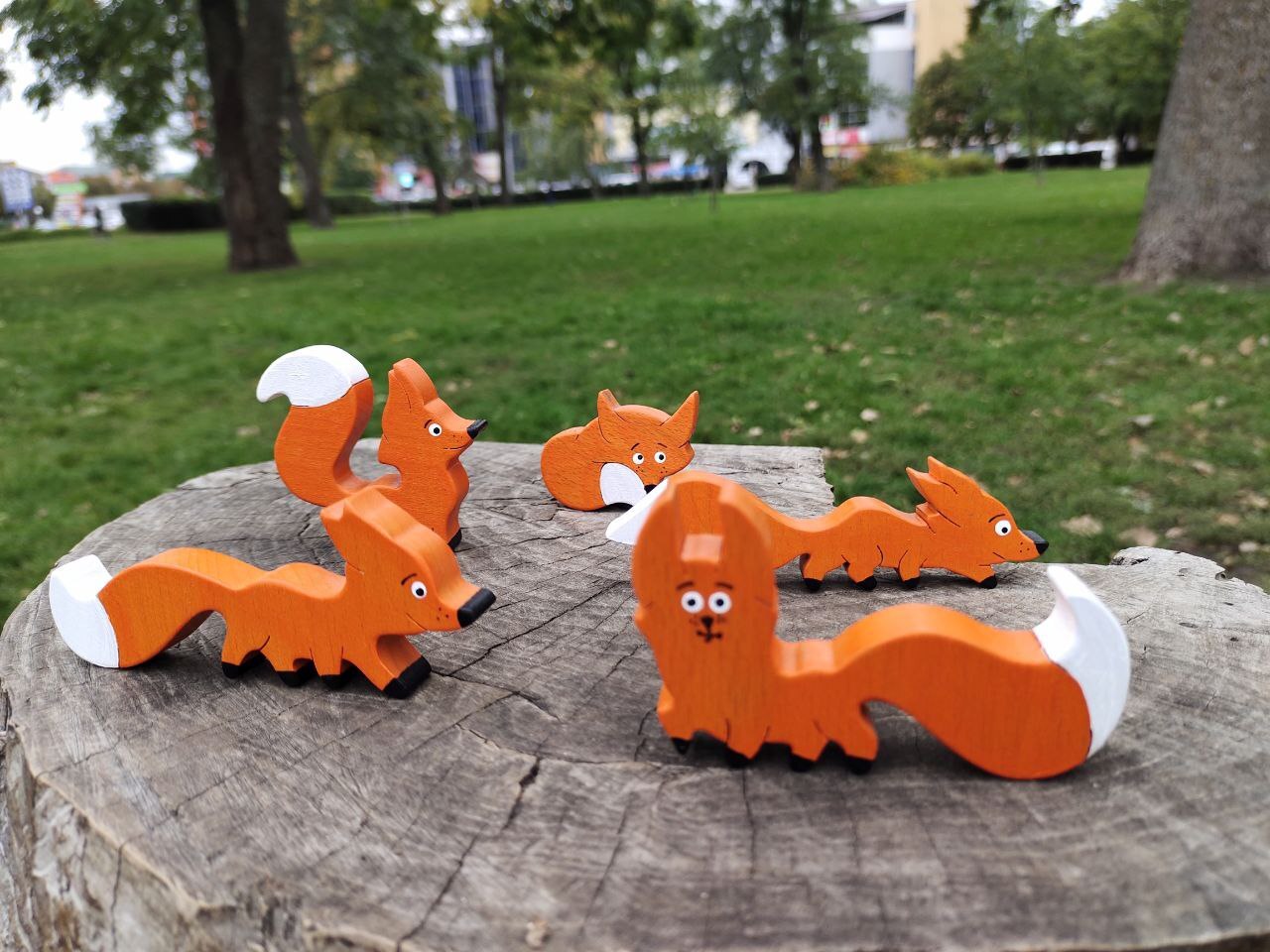 Wooden Toy Fox Family, Educational Toy