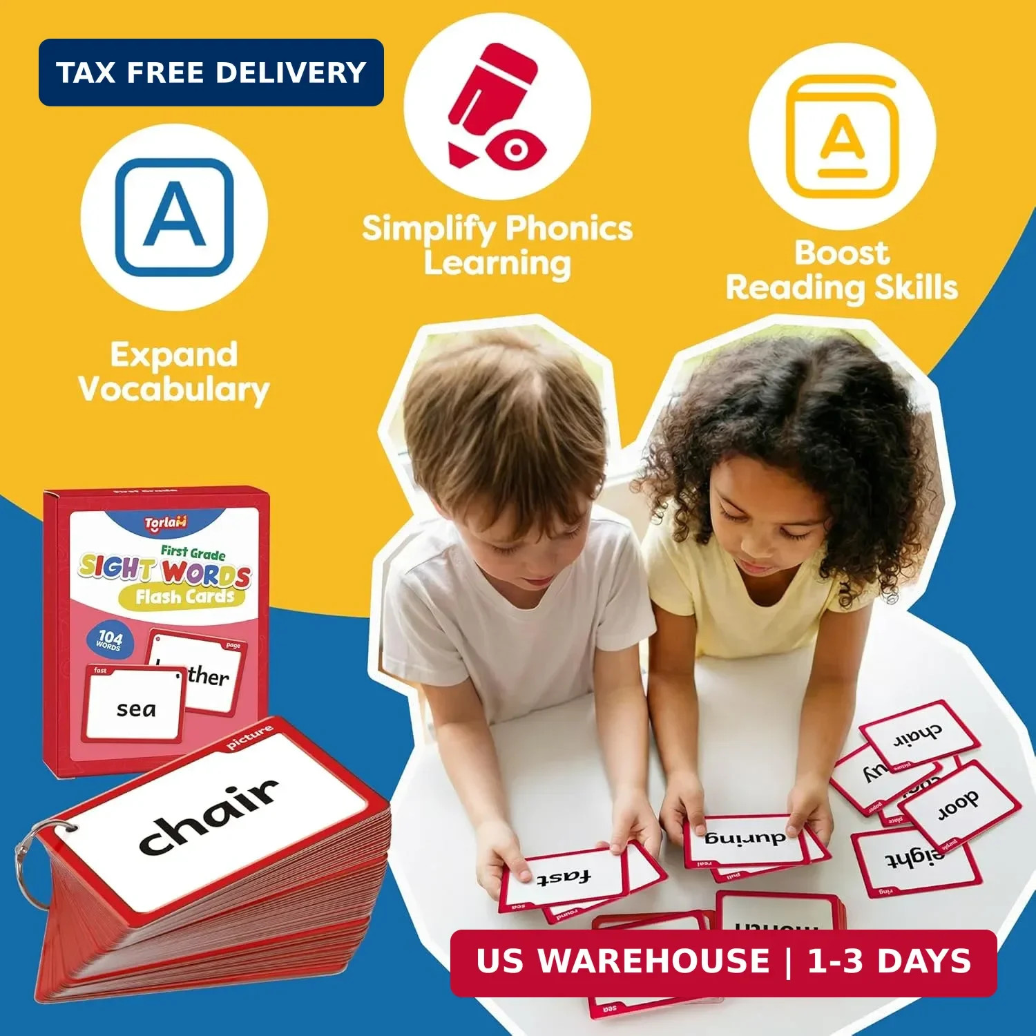 Torlam Sight Words Flash Cards for Kids 1st Grade,Learn to Read Digraphs CVC Ble