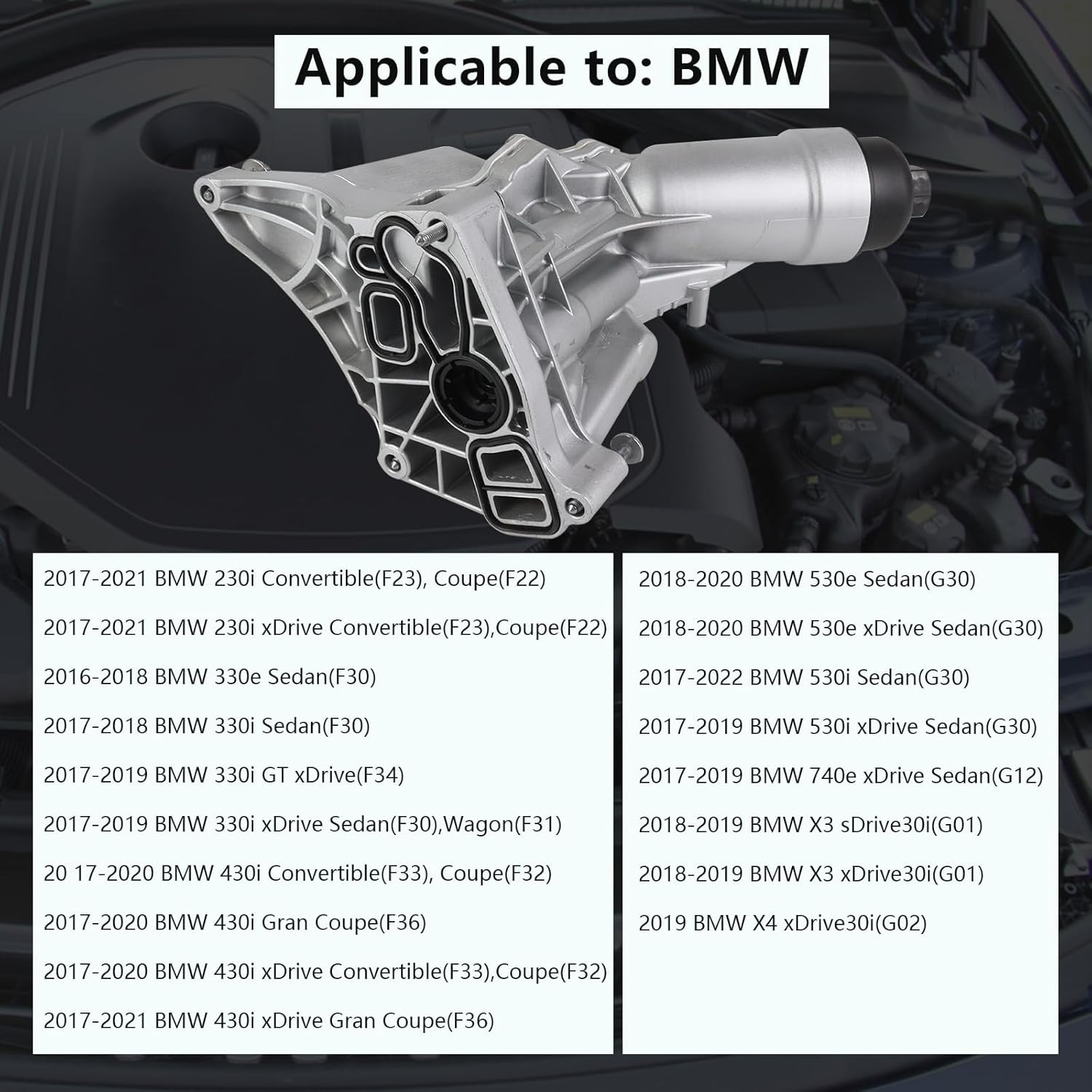 11428596283 Aluminium Oil Cooler Filter Housing Assembly Compatible with BMW
