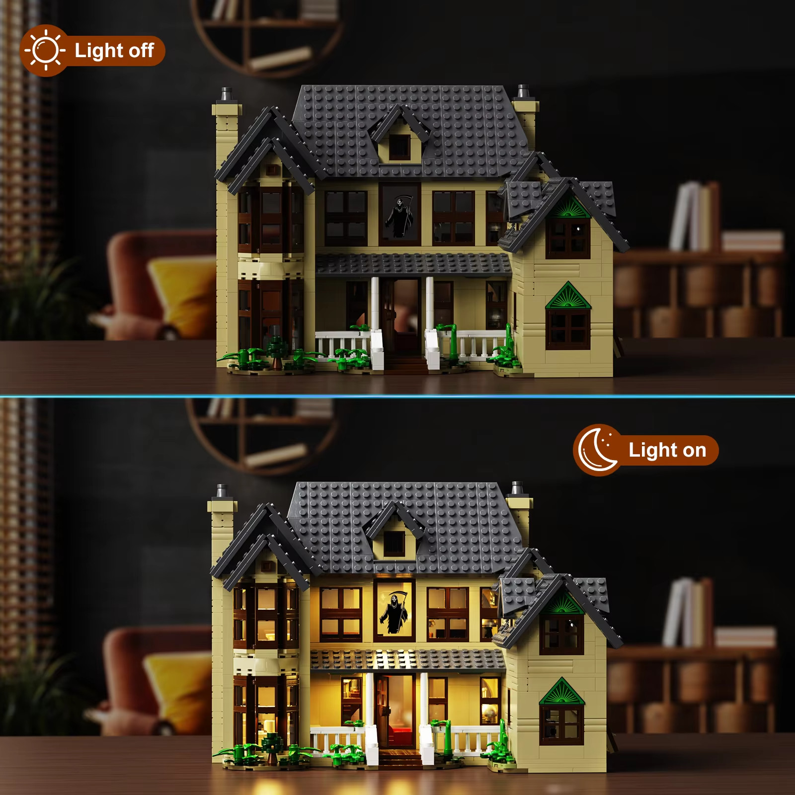 Horror House Building Block Set Home Decor Scary Movie Haunted House Model