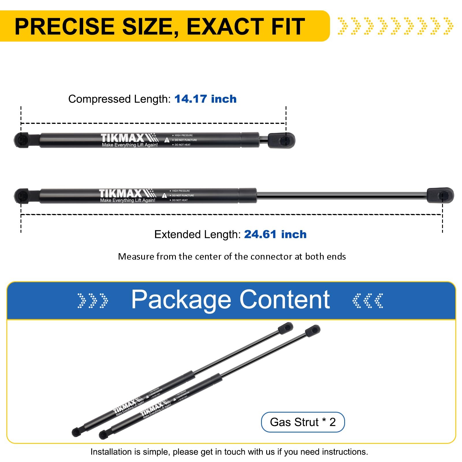 Front Hood Gas Struts for Toyota Camry 2018-2023, Replaces 7170 Black