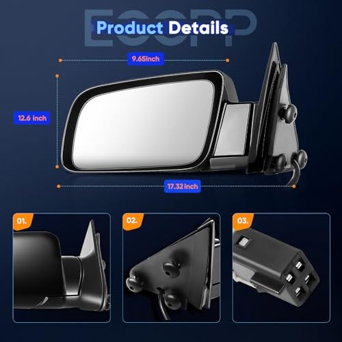 ECCPP Power Side View Mirrors Replacement fit For Chevy For GMC Pickup Truck SUV