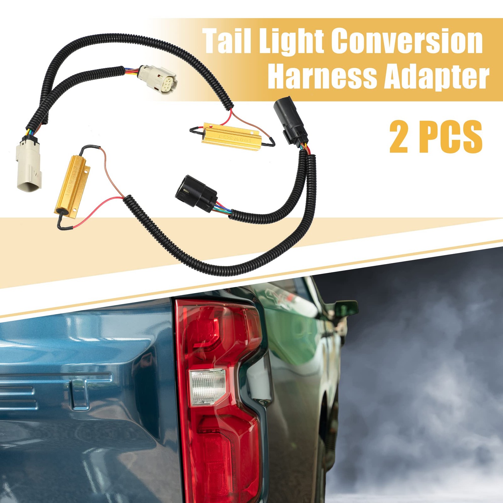 2 Pcs Tail Light Adapter for Chevrolet Silverado Black, Gold Tone