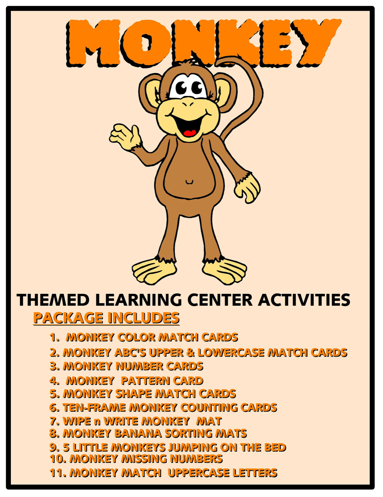 MONKEY – THEMED Learning Activities Package -LAMINATED – Teaching supplies