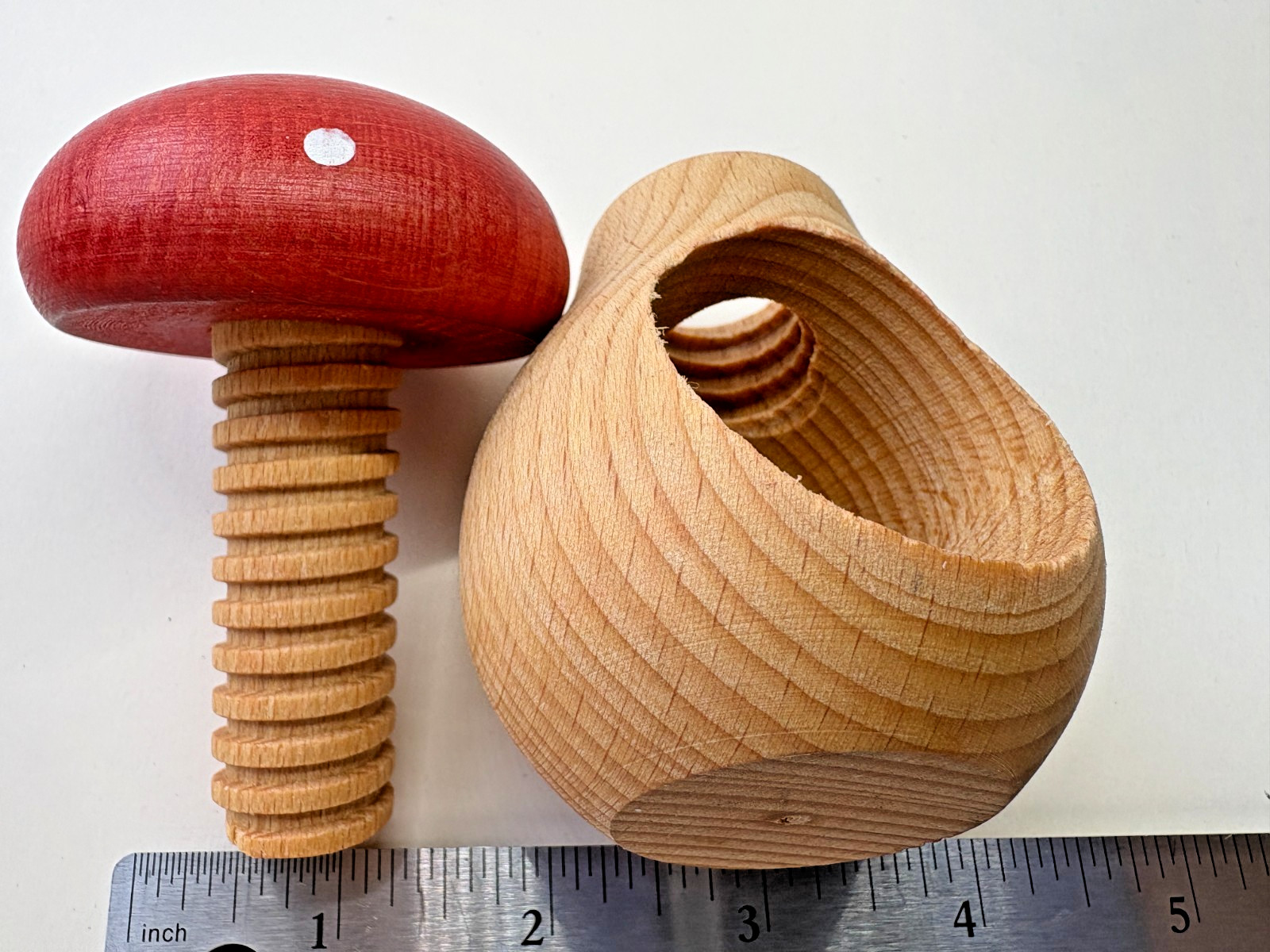 Montessori Wooden Educational Toy Mushroom Screw Wooden Handmade Fun or Decor