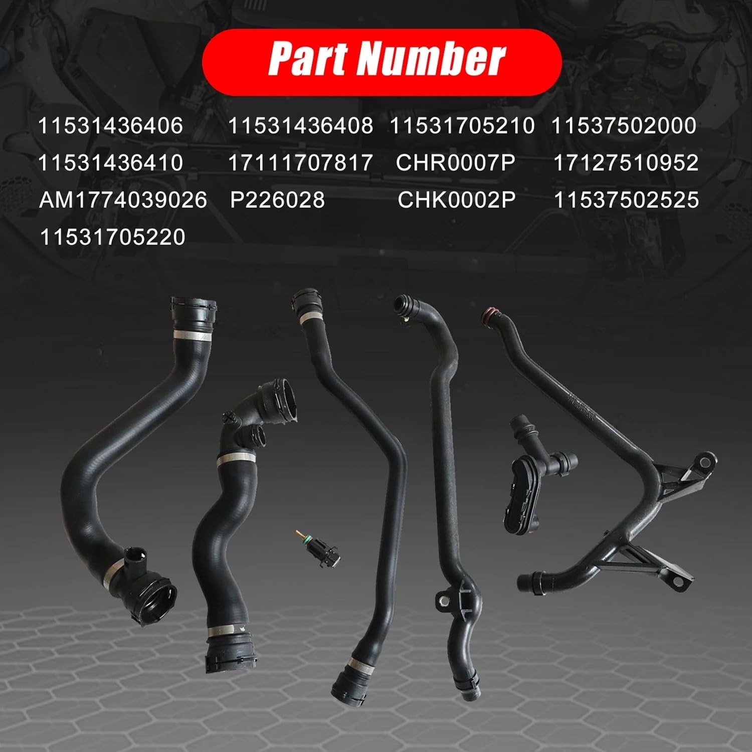 FZJDSD 7Pcs Set Expansion Tank Coolant Radiator Hose Kit Compatible with BMW