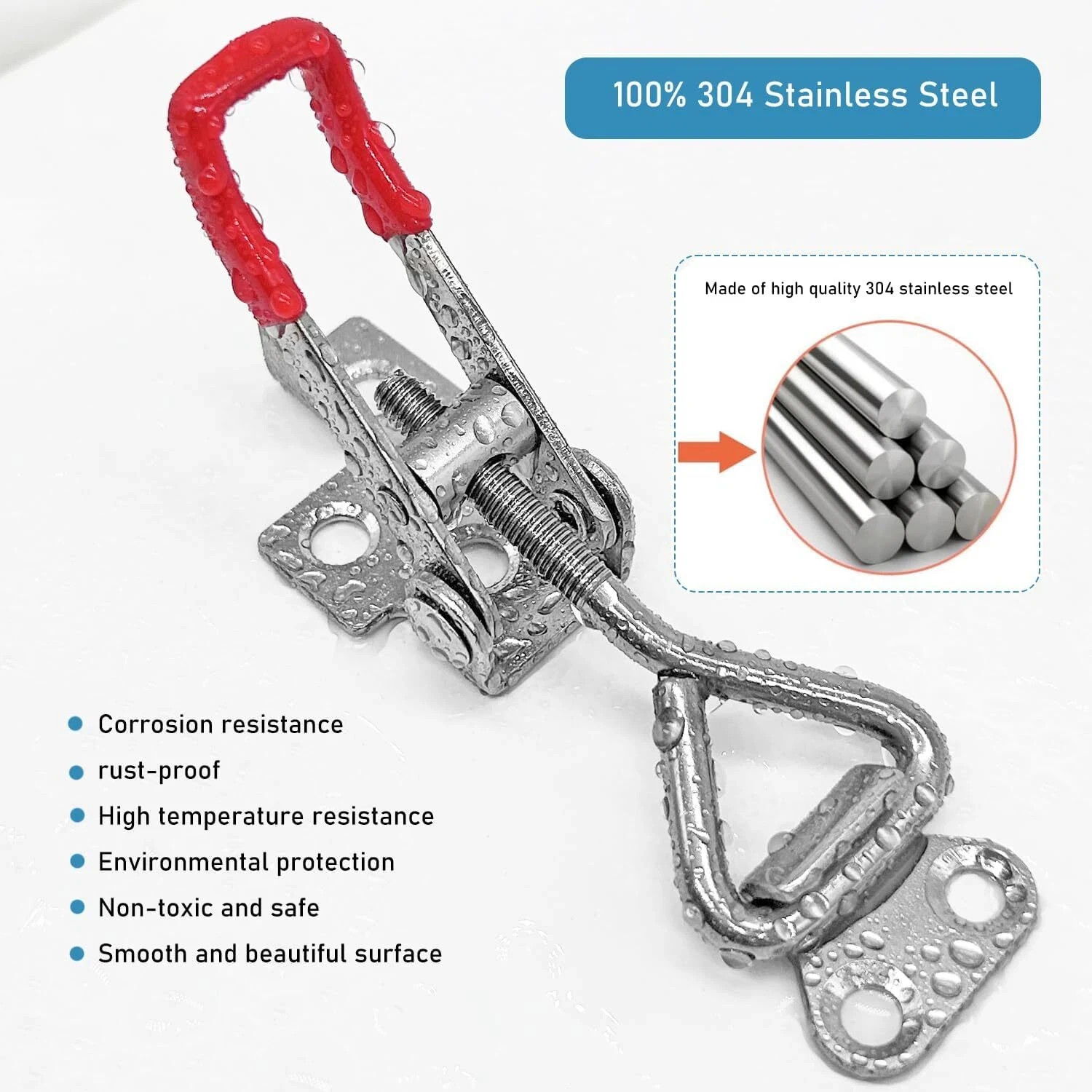 4pcs 4001 Toggle Latch Clamp with lockhole, 304 Stainless Steel Adjustable