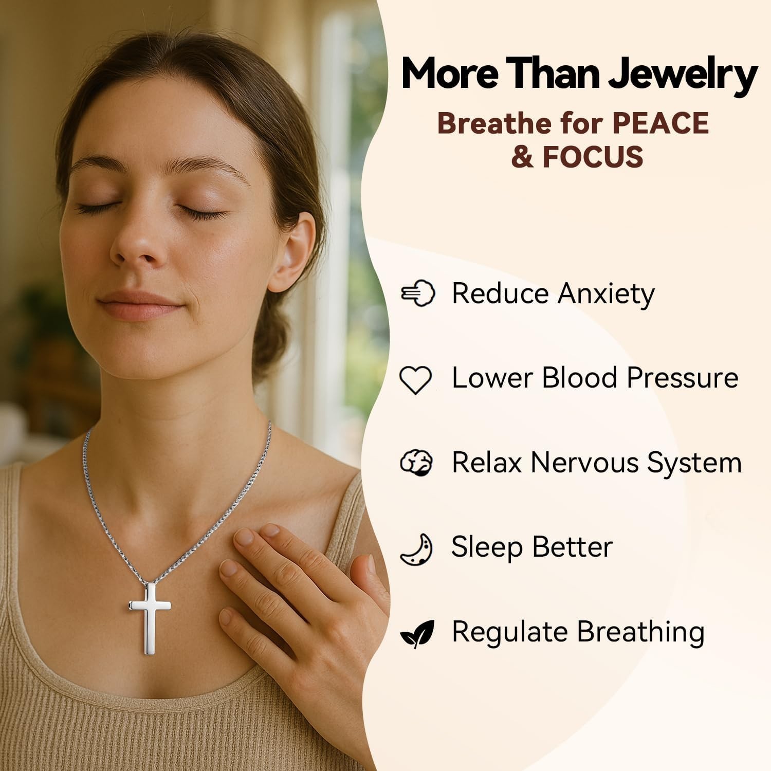 Cross Breathing Necklace to Quit Smoking for Men & Women – Stainless Steel