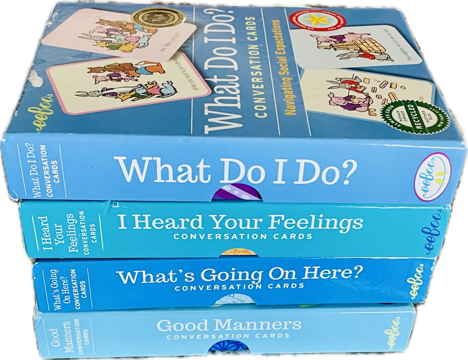 Eeboo Converstion Cards Lot of 4- Social & Emotional Skills, Inference, & Logic
