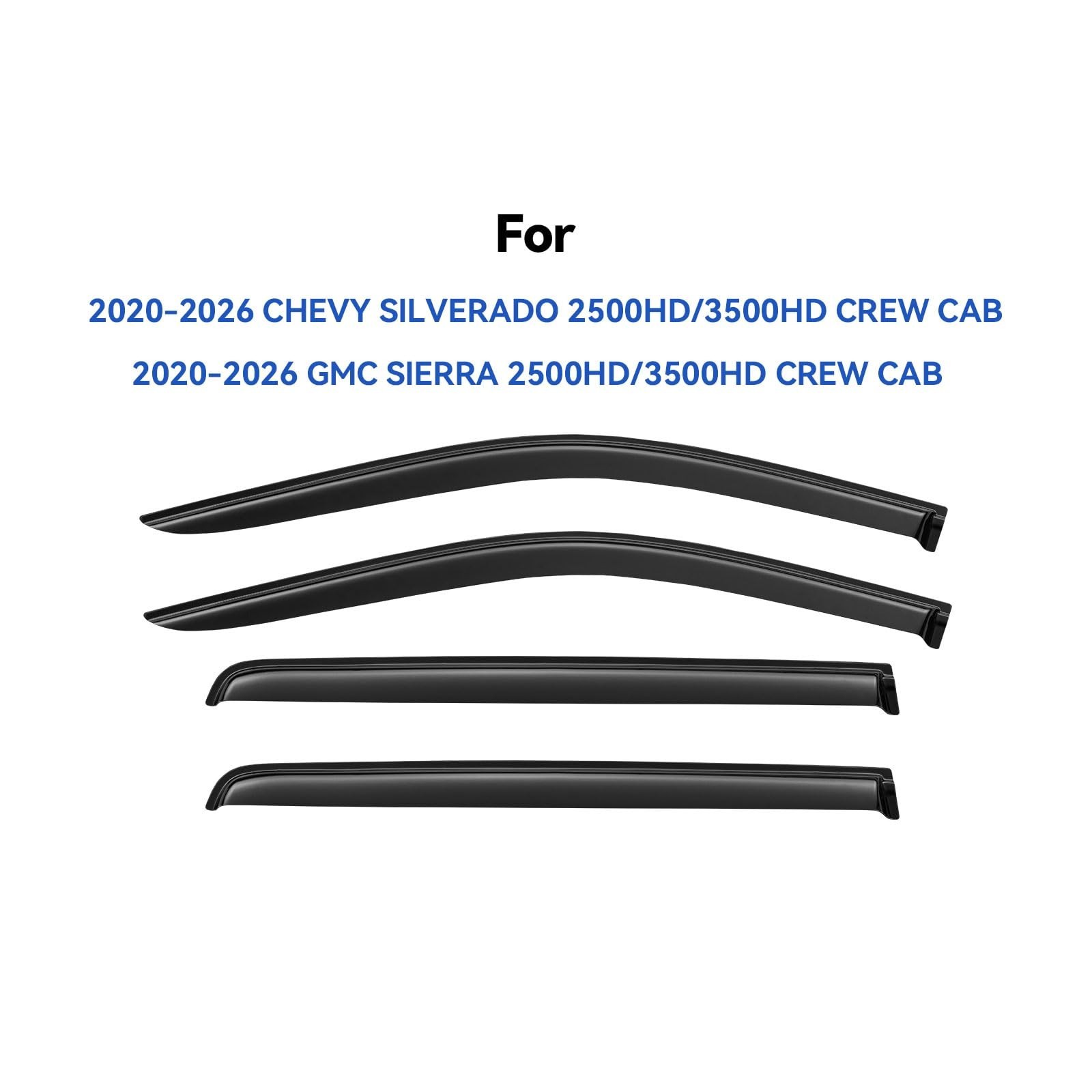 Window Visors Rain Guards for 2020-2026 Chevy Silverado/GMC Sierra 2500HD/350…