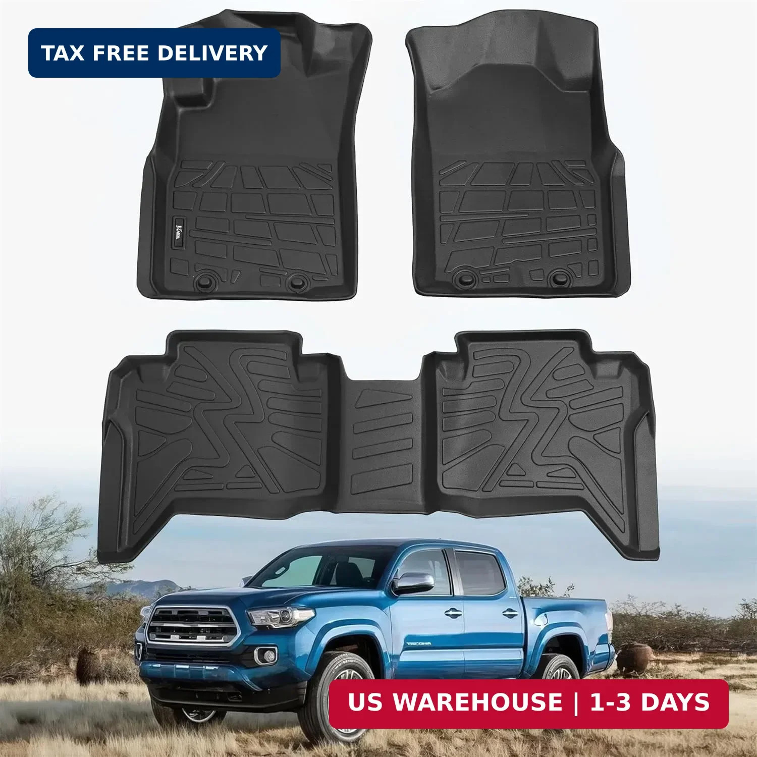 KARPAL Floor Mats Fit for Toyota Tacoma 2005-2015 Double Cab (Footwell