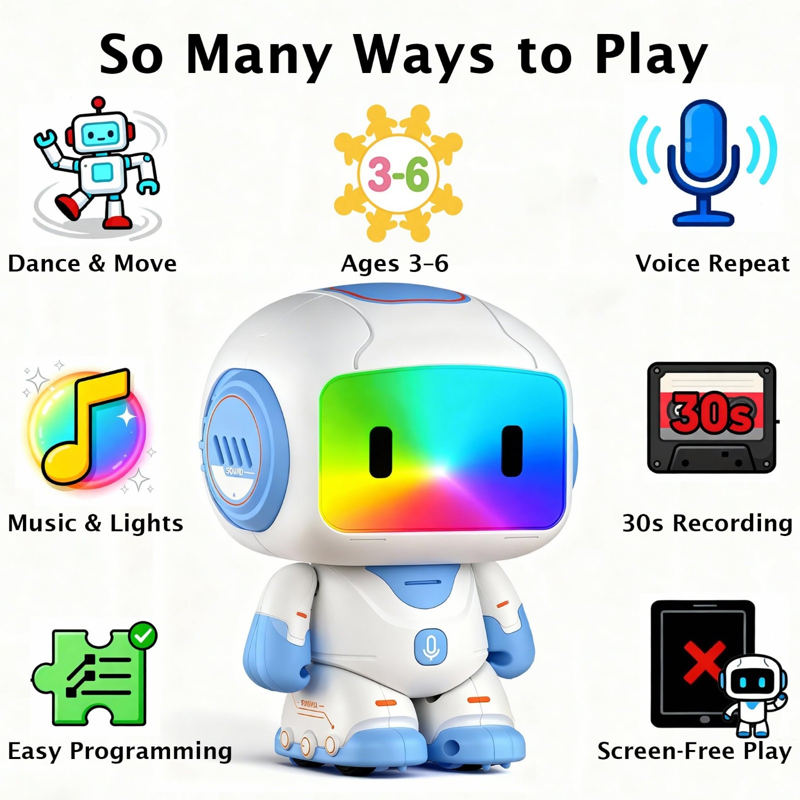 Interactive Learning Robot Toy for Kids Ages 3–6, Button-Based Programming,…