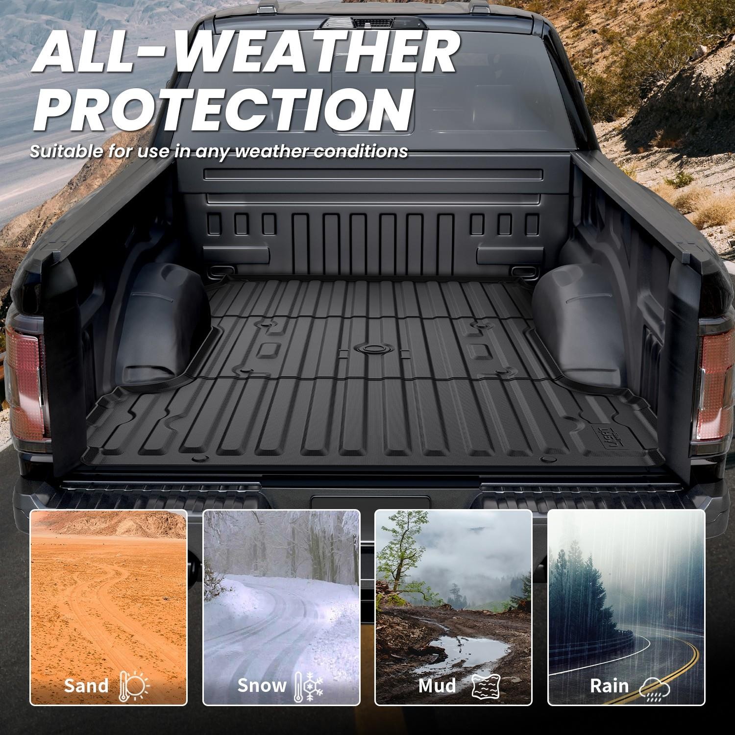 2017-2026 Ford F250 F350 F450 Bed Liner 8-Foot Truck Bed Mat Heavy-Duty Rubber