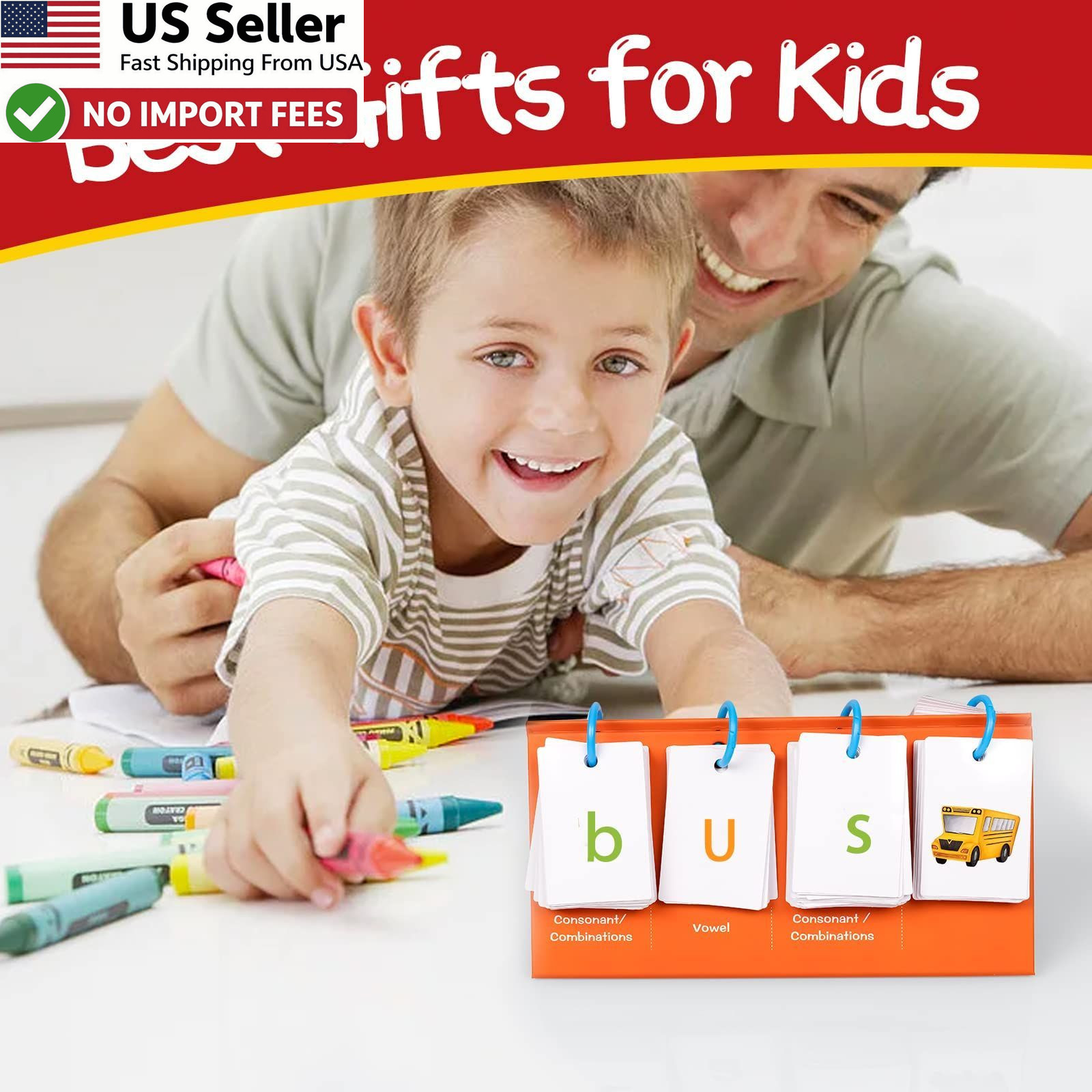 Phonics Flash Cards Sight Words Kindergarten 1st 2nd 3rd Grade CVC Word Builder