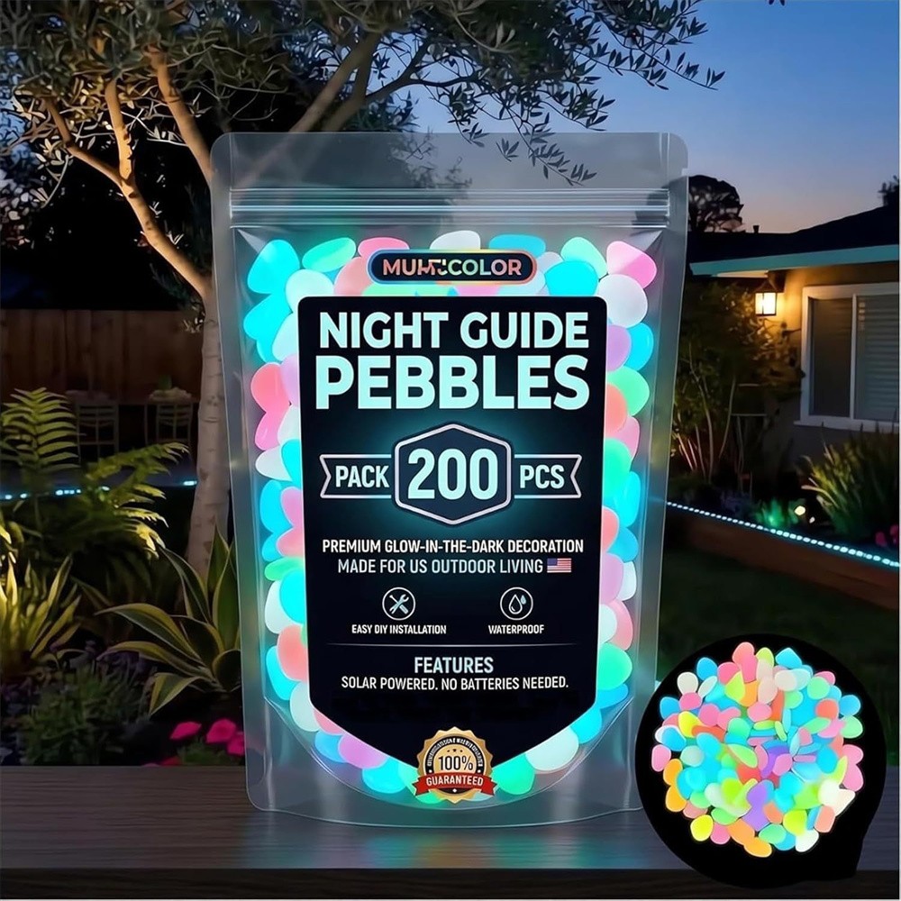 Colorful Glowing Rocks for Yard,Night Glow Aquarium Stones,Luminous Garden Decor
