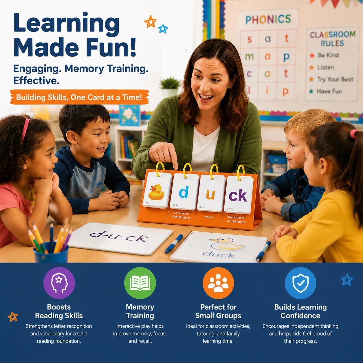 Alened Phonics Flash Cards for Kids 3-8, Sight Words 4″×8.2″, Orange