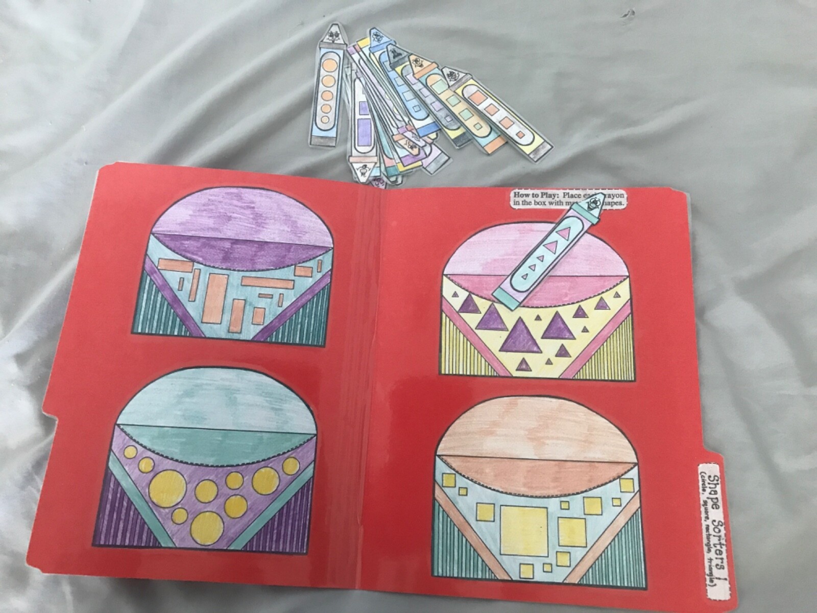 Shape Sorters! Shapes words K gr math file folder game teacher resource