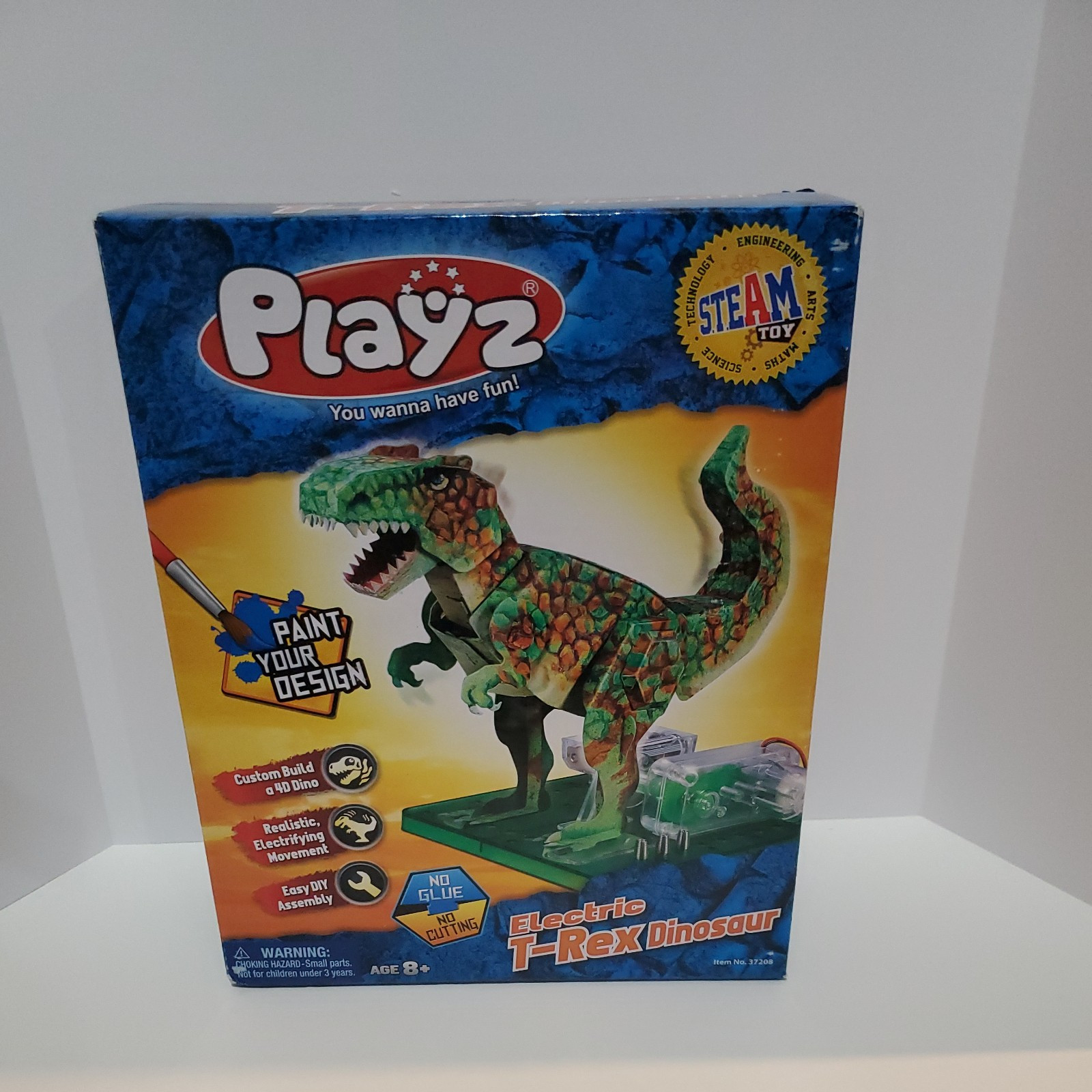 Playz Electric T Rex Dinosaur STEAM Toy DIY Dino Construction & Painting 8+ ~NEW