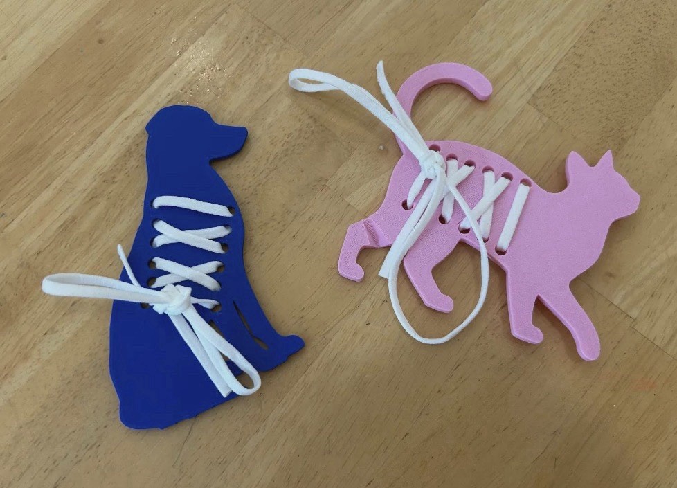 3D Printed Cat Dog Shoelace Trainer | Kids Fine Motor Skill Toy