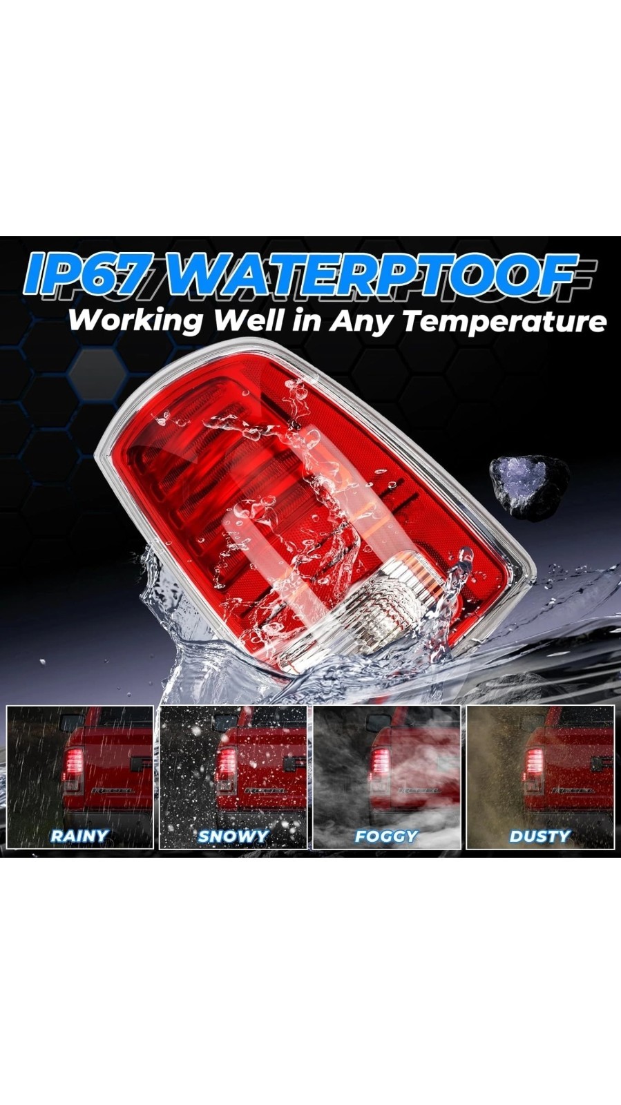 Ram 1500 LED Tail Light Compatible With Dodge Ram Right Passenger Side Sliver