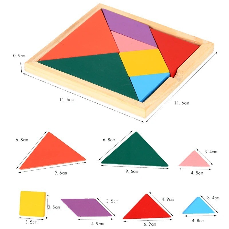 Wooden Blocks Puzzle Brain Teasers Toy Tangram Jigsaw Intelligence