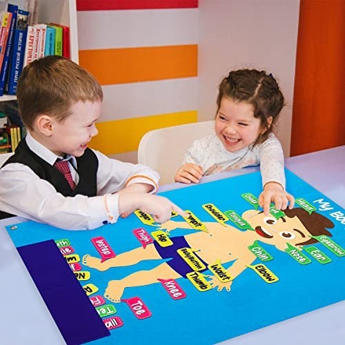 35Pcs Felt Body Parts Learning Set – Educational Storyboard for Kids, Interactiv