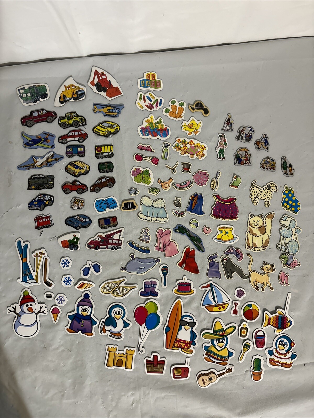 Vehicles Pets Dress Up Penguins Magnetic Refrigerator Board Story 110 Pieces Fun
