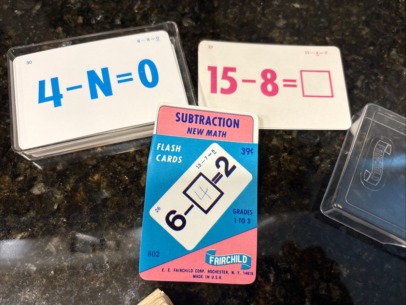 1960s Vintage Milton Bradley Flash Cards Subtraction Plus Multiplication Cards